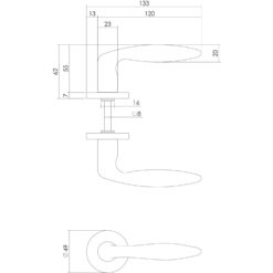 Intersteel deurklink Sigaar op rozet antraciet titaan PVD - Technische tekening