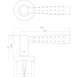 Intersteel deurklink Viki op rozet chroom - Technische tekening