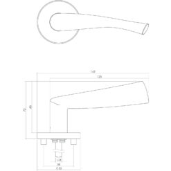 Intersteel deurklink Vlinder op rozet INOX geborsteld - Technische tekening