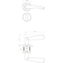 Intersteel deurklink Vlinder rozet profielcilindergat INOX geborsteld - Technische tekening
