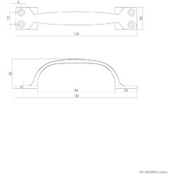 Intersteel kasttrekker 130 mm nikkel mat - Technische tekening