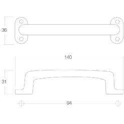Intersteel kasttrekker 140 mm Koper gelakt - Technische tekening