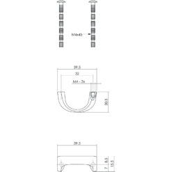 Intersteel kasttrekker 40 mm chroom mat - Technische tekening