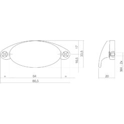 Intersteel kasttrekker 87 mm nikkel mat - Technische tekening