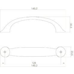 Intersteel kasttrekker Anna 150 mm chroom mat - Technische tekening