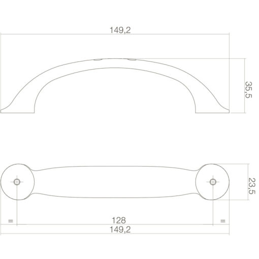 Intersteel kasttrekker Anna 150 mm chroom mat - Technische tekening