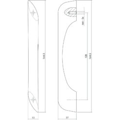 Intersteel kasttrekker Propeller 128 mm chroom - Technische tekening