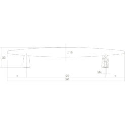 Intersteel kasttrekker Sigaar 128 mm chroom - Technische tekening