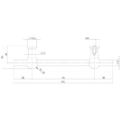 Intersteel kasttrekker T-vorm 152 mm - boormaat 96 mm INOX geborsteld - Technische tekening