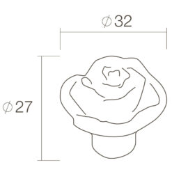 Intersteel kasttrekker bloem diameter 32 mm oud grijs - Technische tekening