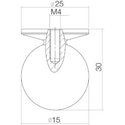 Intersteel kasttrekker diameter 15 mm Koper gelakt - Technische tekening