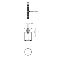 Intersteel kasttrekker diameter 16 mm chroom - Technische tekening