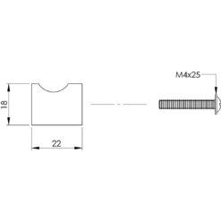 Intersteel kasttrekker diameter 18 mm INOX geborsteld vingergrip - Technische tekening