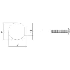 Intersteel kasttrekker diameter 20 mm INOX geborsteld - Technische tekening