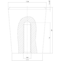 Intersteel kasttrekker diameter 24 mm INOX geborsteld - Technische tekening