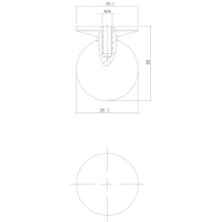 Intersteel kasttrekker diameter 25 mm Koper gelakt - Technische tekening