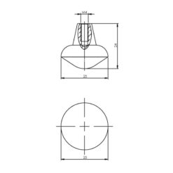Intersteel kasttrekker diameter 25 mm mat zwart - Technische tekening
