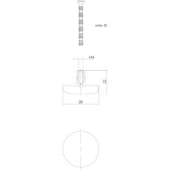 Intersteel kasttrekker diameter 28 mm Koper gelakt - Technische tekening