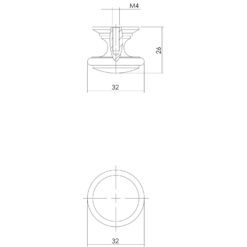 Intersteel kasttrekker diameter 32 mm Koper gebruineerd - Technische tekening