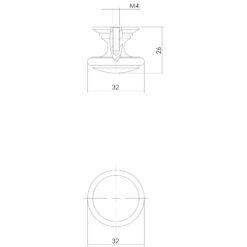 Intersteel kasttrekker diameter 32 mm Koper gelakt - Technische tekening