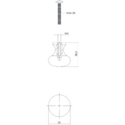 Intersteel kasttrekker diameter 35 mm smeedijzer zwart - Technische tekening