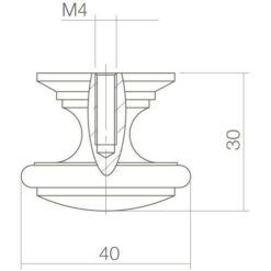Intersteel kasttrekker diameter 40 mm rond chroom - Technische tekening