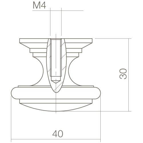 Intersteel kasttrekker diameter 40 mm rond chroom - Technische tekening