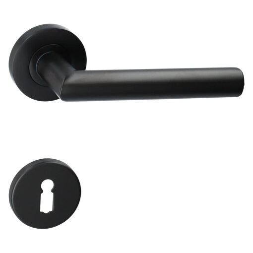 Intersteel deurkruk Bastian - Mat zwart - Rozet met baardopening