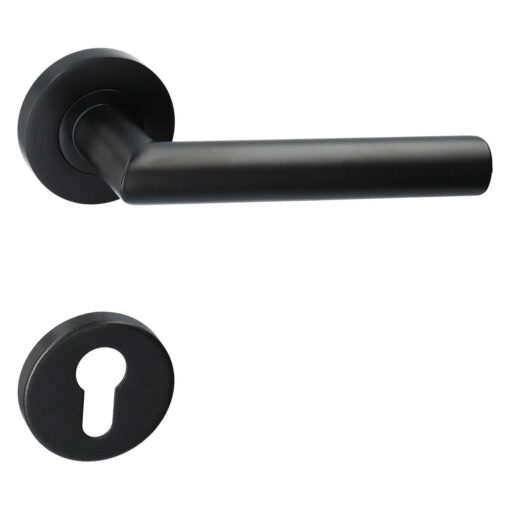 Intersteel deurkruk Bastian - Mat zwart - Rozet met cilinderopening