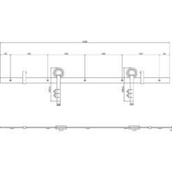 Schuifdeursysteem Modern RVS - Technische tekening