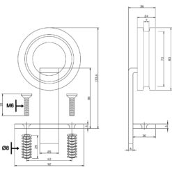 Set van 2 hangrollen 15,5 cm - RVS - Technische tekening