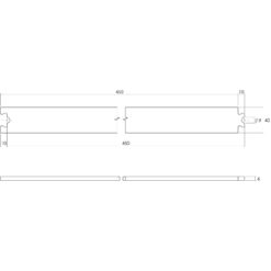 Tussenrail 45 cm - RVS - Technische tekening