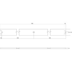 Tussenrail 90 cm - RVS - Technische tekening