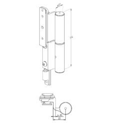 Sobinco 2800-4 scharnier voor buitendraaiende deuren - Technische tekening