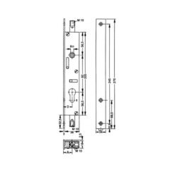 Fuhr 298 stangenslot - espagnolet inbouw 9010282 - Technische tekening