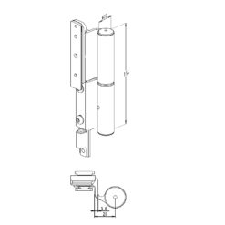 Sobinco scharnier 2800-2 voor buitendraaiende deuren - Technische tekening