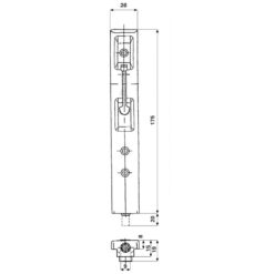 GU 6-28759-00-0-1 kantschuif voor dubbele PVC deur - Technische tekening