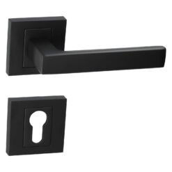 Kuchinox Qubik II deurkruk - Mat zwart - Rozet met cilinderopening