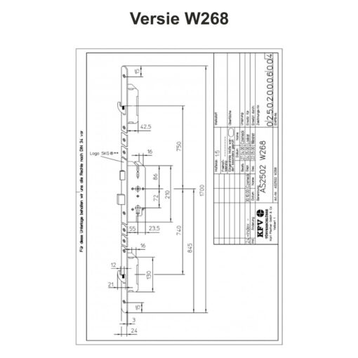 KFV AS2502 W268 - Technische tekening
