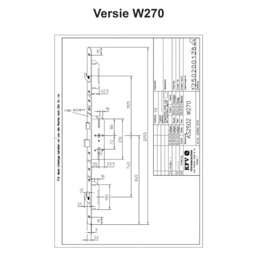 KFV AS2502 W270 - Technische tekening