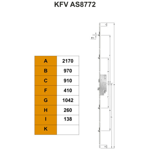 KFV AS8772 meerpuntsluiting - Technische tekening