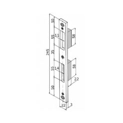 KFV sluitplaat 8050-573 - Voor aluminium deuren - Technische tekening