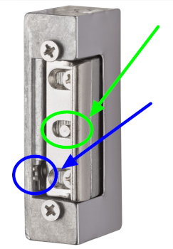 Maasland-elektrische-deuropener-API00U-openhoudfunctie vrijzetpal detail