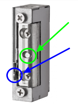 Maasland-elektrische-deuropener-radiaal openhoudfunctie vrijzetpal detail