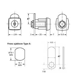 Euro-Locks schroefcilinder 0802-01 - Technische tekening