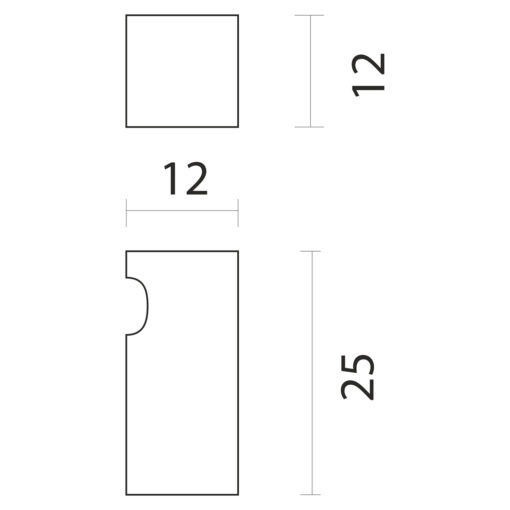 HDD Cubica Top 12 kasttrekker mat brons - Technische tekening