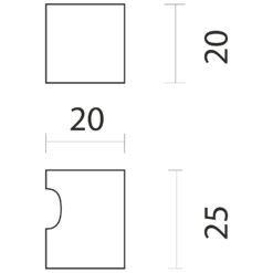 HDD Cubica Top 20 kasttrekker mat brons - Technische tekening