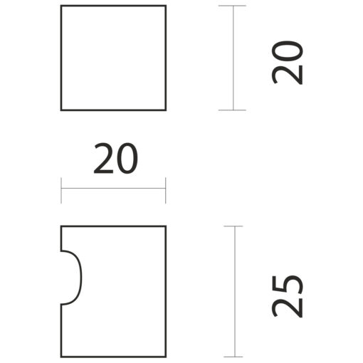 HDD Cubica Top 20 kasttrekker mat brons - Technische tekening