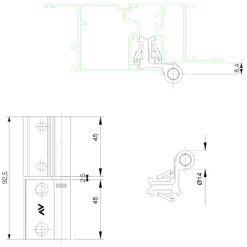 Savio Morsa 1121.1 klemscharnier - Technische tekening