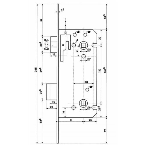 Dyla-103 toiletslot - Technische tekening